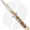 Frank B 9" Italian Stiletto Automatic Knife Stag Horn (4" Gold Bayonet)