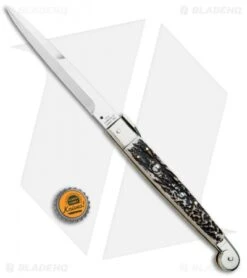A.G.A. Campolin 12" Sicilian Picklock Bayo Automatic Knife Stag (5.5" Satin) -Knife Discounts Store AGA Campolin Brazilian Stag Sicilian Picklock Bayo BP 16455 jr bottlecap