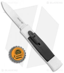 AKC Minion Concord Spear Point OTF Automatic Knife White/Black (2.4" Satin) -Knife Discounts Store AKC 007 Mini Concord OTF Auto White Black Satin BHQ 135712 jr bottlecap