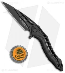 Andre De Villiers Custom "Alien" Integral Frame Lock Knife Black Ti (3.5" Black) -Knife Discounts Store Andre de Villiers Custom Alien Integral FL Black Ti Black BHQ 112206 jr bottlecap