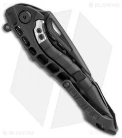 Andre De Villiers Custom "Alien" Integral Frame Lock Knife Black Ti (3.5" Black) -Knife Discounts Store Andre de Villiers Custom Alien Integral FL Black Ti Black BHQ 112206 jr side