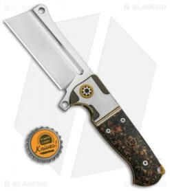 Andre De Villiers Mini Cleaver Knife Copper Shred CF (3.25" Satin) AdV -Knife Discounts Store Andre de Villiers Custom Mini Cleaver Flipper Copper Shred CF Satin BHQ 86253 jr bottlecap