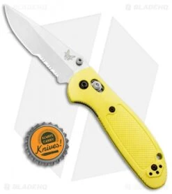 Benchmade Mini Griptilian AXIS Lock Knife Yellow (2.91" Satin Serr) S30V -Knife Discounts Store Benchmade Mini Griptilian AXIS Lock Yellow Satin Serr 556S YEL S30V BHQ 2495 jr bottlecap
