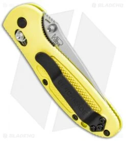 Benchmade Mini Griptilian AXIS Lock Knife Yellow (2.91" Satin Serr) S30V -Knife Discounts Store Benchmade Mini Griptilian AXIS Lock Yellow Satin Serr 556S YEL S30V BHQ 2495 jr side