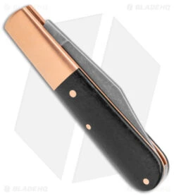 Boker Barlow Integral Slip Joint Knife Black Burlap Micarta/Cu (2.5" Acid SW) -Knife Discounts Store Boker Barlow Integral SJ Black Burlap Micarta Copper Acid SW BHQ 139200 jr side