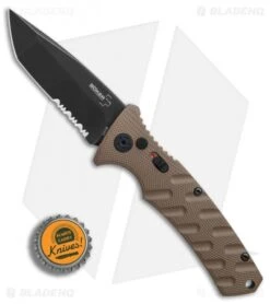 Boker Plus Strike Tanto Automatic Coyote Brown (3.25" Black SW Serr) 01BO425N -Knife Discounts Store Boker Plus Strike Tanto Coyote Brown black sw serr BHQ 67885 er bottlecap