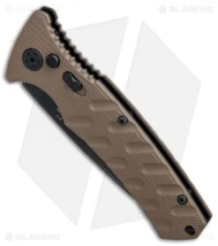 Boker Plus Strike Tanto Automatic Coyote Brown (3.25" Black SW Serr) 01BO425N -Knife Discounts Store Boker Plus Strike Tanto Coyote Brown black sw serr BHQ 67885 er spine