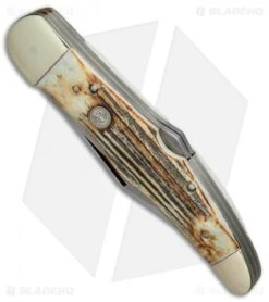 Boker Tree Brand L.E. Trapper Double Lockback Pocket Knife 5.25" Stag -Knife Discounts Store Boker Tree Brand LE Trapper double stag BHQ 78493 er spine