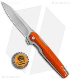 Brous Blades Icon Liner Lock Flipper Knife Orange (3.25" Stonewash) -Knife Discounts Store Brous Blades Icon LL Flipper Orange SW BHQ 85417 jr bottlecap