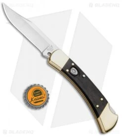 Buck Knives Buck 110 Automatic Lockback Knife Ebony (3.75" Satin) -Knife Discounts Store Buck 110 Auto LB Ebony Dymondwood Satin 0110BRSA BHQ 51274 jr bottlecap