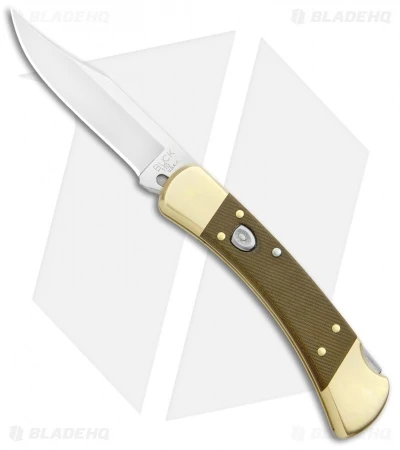 Buck Knives Buck 110 Automatic Knife OD Grn Micarta/Brushed Brass (3.75" S30V SW) Exclusive 1 Buck Knives Buck 110 Automatic Knife OD Grn Micarta/Brushed Brass (3.75" S30V SW) Exclusive