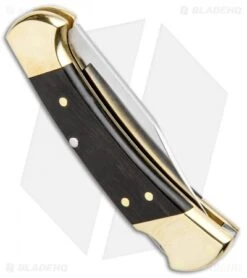 Buck Knives Buck 112 Ranger Automatic Lockback Knife Ebony (3" Satin) 0112BRSA -Knife Discounts Store Buck 112 Ranger Auto LB Ebony Satin 0112BRSA B BHQ 87956 jr side