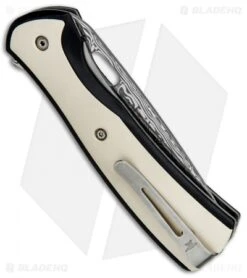 Buck Knives Buck Vantage Pro L.E. Legacy Liner Lock Knife Ivory Micarta (3.25" Damasteel) -Knife Discounts Store Buck Vantage Pro L.E. Legacy LL Ivory Micarta Damascus 0346IVSLE B BHQ 79536 jr side