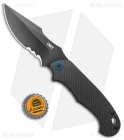 CRKT PSD Liner Lock Spring Assisted Knife Black G-10 / CF (3.6" Black Serr) 7 CRKT PSD Liner Lock Spring Assisted Knife Black G-10 / CF (3.6" Black Serr) -Knife Discounts Store CRKT PSD CF G 10 Base LL DP Black BHQ 138951 jr bottlecap