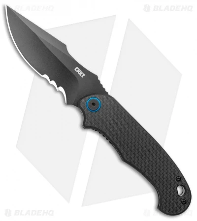 CRKT PSD Liner Lock Spring Assisted Knife Black G-10 / CF (3.6" Black Serr) 1 CRKT PSD Liner Lock Spring Assisted Knife Black G-10 / CF (3.6" Black Serr)