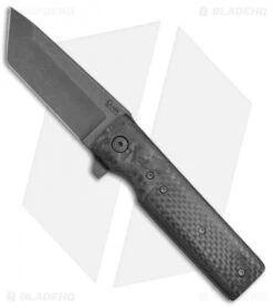 Clark Blades Grunt Custom Frame Lock Knife Carbon Fiber (3.8" Black Stonewash)