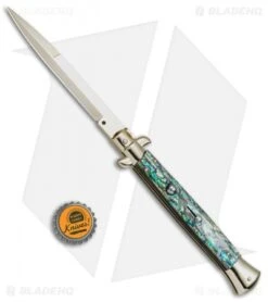 Frank B 11" Italian Stiletto Automatic Knife Abalone Gold (3.8" Gold Bayo) 7 Frank B 11" Italian Stiletto Automatic Knife Abalone Gold (3.8" Gold Bayo) -Knife Discounts Store Frank B 11in Auto Italian Stiletto Abalone Bayo Gold BHQ 82054 jr bottlecap