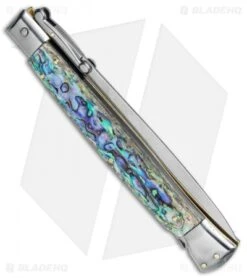 Frank B 11" Italian Stiletto Swinguard Abalone (5" Satin Dagger) -Knife Discounts Store Frank B 11in Stiletto Swinguard Abalone Dagger BP 10606 jr side