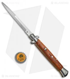 Frank B 11" Italian Stiletto Automatic Knife Wood Filework (5" Satin Bayo) 7 Frank B 11" Italian Stiletto Automatic Knife Wood Filework (5" Satin Bayo) -Knife Discounts Store Frank B 11in Stiletto Wood Filework Bayo BHQ 67446 jr bottlecap