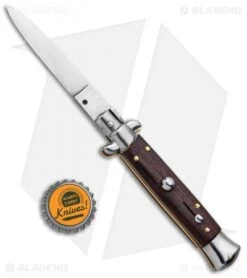 Frank B 7.5" Italian Stiletto Kris Automatic Knife Dark Wood (3.25" Polish) -Knife Discounts Store Frank B 7.5in Italian Stiletto Dark Wood Auto Polish Flat GX 33830 jr bottlecap