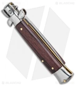 Frank B 7.5" Italian Stiletto Kris Automatic Knife Dark Wood (3.25" Polish) -Knife Discounts Store Frank B 7.5in Italian Stiletto Dark Wood Auto Polish Flat GX 33830 jr side