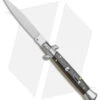 Frank B 9" Italian Stiletto Spear Point Automatic Knife Ebony (4" Satin)