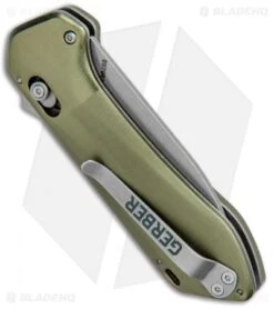 Gerber Highbrow Compact Spring Assisted Knife Green (2.8" Stonewash) -Knife Discounts Store Gerber Highbrow Compact A O SA Green SW 30 001526N BHQ 94156 jr side