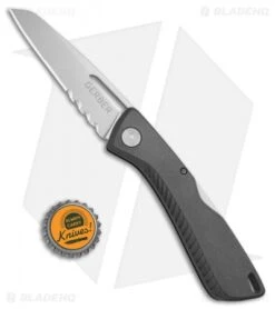 Gerber Shark Belly Lock Back Knife Gray GFN (3.2" Satin Serr) 31-003216 -Knife Discounts Store Gerber SharkBelly LB Gray GFN Serr 30 003216 BHQ 67410 jr bottlecap