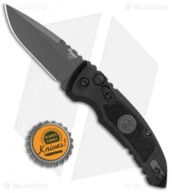 Hogue Knives A01 Microswitch Auto Knife Sig Medallion Drop Point (2.6" Black) -Knife Discounts Store Hogue A01 Microswitch Wharncliffe Black Sig Medallion Black 16112 BHQ 100451 jr bottlecap