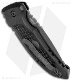 Hogue Knives A01 Microswitch Auto Knife Sig Medallion Drop Point (2.6" Black) -Knife Discounts Store Hogue A01 Microswitch Wharncliffe Black Sig Medallion Black 16112 BHQ 100451 jr side