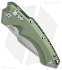 Hogue Knives EX-A05 Spear Point Automatic Knife OD Green (4" Stonewash) 34511 -Knife Discounts Store Hogue Auto OD Green Spear Point Plain BHQ 80666 er spine
