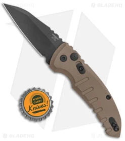 Hogue Knives A01 Microswitch Wharncliffe Automatic Knife FDE (2.6" Black) -Knife Discounts Store Hogue Knives A01 Microswitch Wharncliffe Auto FDE Black BHQ 78915 jr bottlecap