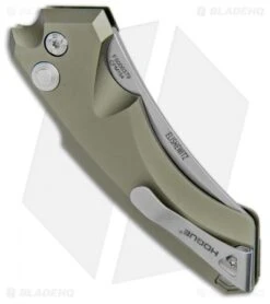 Hogue Knives EX-A05 Wharncliffe Automatic Knife OD Green (3.5" Stonewash) 34521 -Knife Discounts Store Hogue Knives EX A05 Wharncliffe Auto OD Green SW 34521 BHQ 100448 jr side