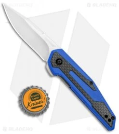 Kershaw Anso Fraxion Liner Lock Knife CF/Blue G-10 (2.75" Satin) 1160BLU -Knife Discounts Store Kershaw Anso Fraxion LL CF Blue G 10 1160BLU BHQ 79684 jr bottlecap