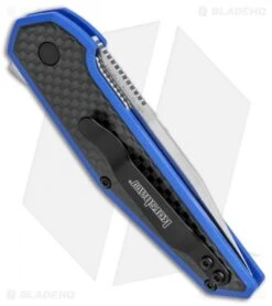 Kershaw Anso Fraxion Liner Lock Knife CF/Blue G-10 (2.75" Satin) 1160BLU -Knife Discounts Store Kershaw Anso Fraxion LL CF Blue G 10 1160BLU BHQ 79684 jr side