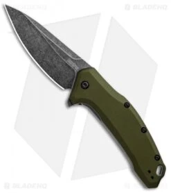 Kershaw Link Drop Point Knife OD Green Aluminum (3.25" BlackWash)