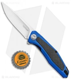 Kershaw Sinkevich Atmos Liner Lock Knife Blue G-10/Carbon Fiber (3" Satin) -Knife Discounts Store Kershaw Sinkevich Atomost LL Blue G 10 CF Satin KS4037BLU BHQ 90130 jr bottlecap