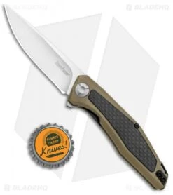 Kershaw Sinkevich Atmos Liner Lock Knife Tan G-10/Carbon Fiber (3" Satin) -Knife Discounts Store Kershaw Sinkevich Atomost LL Tan G 10 CF Satin KS4037TAN BHQ 90132 jr bottlecap