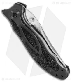 Kershaw Steven Seagal 1680ST Liner Lock Knife Ray Skin (3.5" Polish Serr) XXXX -Knife Discounts Store Kershaw Steven Seagal 1680ST ray skin polish serr BHQ 67699 er side
