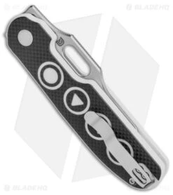 Kizer Cutlery Cormorant Plunge Lock Knife Black Button G-10 (3.25" Satin) -Knife Discounts Store Kizer Cutlery Cormorant Black White G 10 Satin BHQ 142760 jr side