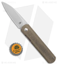Kizer Lundquist Feist XL Front Flipper Knife Green Micarta (3.4" Stonewash) -Knife Discounts Store Kizer Lundquist Feist FF Green Micarta SW BHQ 176936 jr bottlecap