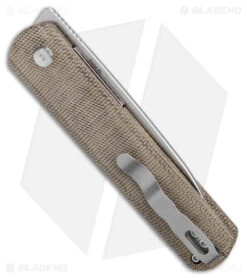 Kizer Lundquist Feist XL Front Flipper Knife Green Micarta (3.4" Stonewash) -Knife Discounts Store Kizer Lundquist Feist FF Green Micarta SW BHQ 176936 jr side