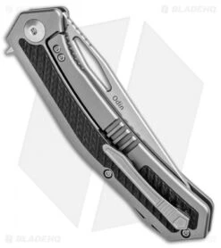 Kizer Odin Frame Lock Flipper Knife Textured CF/Ti (4" Stonewash) Ki5523 -Knife Discounts Store Kizer Odin FL Flipper Textured CF Ti SW Ki5523 BHQ 85509 jr side
