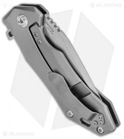 Kizer Uprising Clip Point Frame Lock Knife Titanium (3.6" Stonewash) Ki4491A1 -Knife Discounts Store Kizer Uprising Ti SW Ki4491A1 BHQ 52444 jr side 2