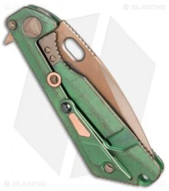 Marfione/Strider Custom MSG-3.5 Flipper Knife Green/Copper (3.5" Bronze Satin) -Knife Discounts Store Marfione Strider Custom MSG copper inlay bronze satin BHQ 71509 er side