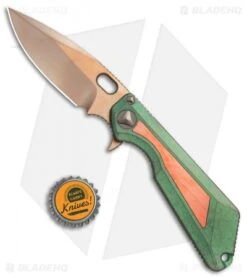 Marfione/Strider Custom MSG-3.5 Flipper Knife Green/Copper (3.5" Bronze Satin) -Knife Discounts Store Marfione Strider Custom MSG copper inlay bronze satin BHQ 71509 jr bottlecap