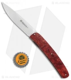 Maserin Gourmet Liner Lock Knife Red Burl Wood (3.8" Satin) -Knife Discounts Store Maserin Gourmet LL Red Burl Wood Satin MAS380RR BHQ 87665 jr bottlecap