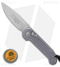 Microtech LUDT Automatic Knife Gray Aluminum (3.4" Stonewash) 135-10GY -Knife Discounts Store Microtech LUDT Automatic Knife Gray 3.4 Apocalyptic135 10APGY BHQ 48921 LS Bottlecap