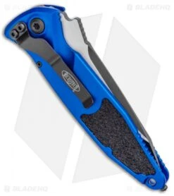 Microtech Socom Elite T/E Automatic Knife Blue (4" Two Tone Serr) 161A-2BL -Knife Discounts Store Microtech Socom Elite TE Auto Blue TT Serr 161A 2BL BHQ 101582 jr side