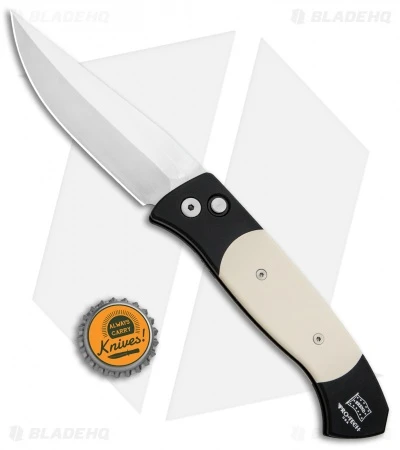 Pro-Tech Brend 3 Medium Tuxedo Automatic Knife Ivory Micarta (3.75" Satin) 4 Pro-Tech Brend 3 Medium Tuxedo Automatic Knife Ivory Micarta (3.75" Satin) - Image 4